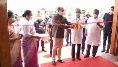Manipur Chief Minister N Biren Singh inaugurates 300-bedded COVID Care Centre at Manipur Trade and Expo Centre, Lamboi Khongnangkhong, Imphal West on August 3, 2020 (PHOTO: IFP)