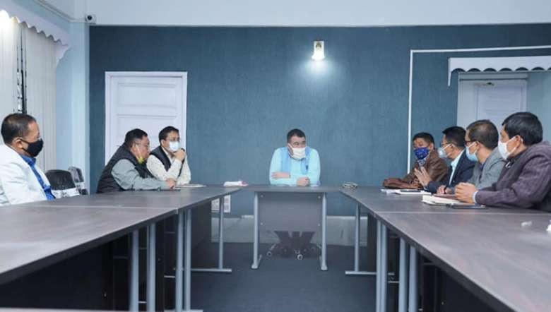 Minister for Social Welfare Henry Okram chairs a review meeting in Imphal, November 18, 2020 (PHOTO: Facebook)