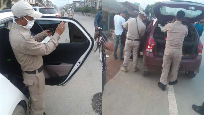 Manipur Police remove tinted films from vehicles (PHOTO: IFP)