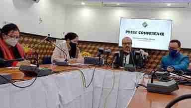 Manipur Chief Electoral Officer Rajesh Agrawal breifing the media on January 3, 2022