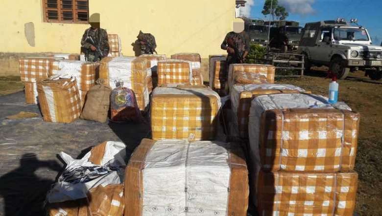 Consignment of smuggled medicines seized by the Assam Rifles personnel on Imphal to Wanglee road on July 26, 2020 (PHOTO: IGAR South)