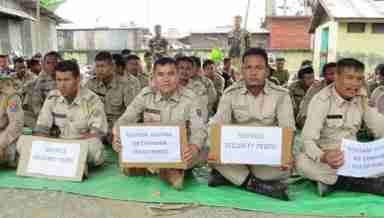 File photo of a sit-in-protest staged by Manipur VDF of similar demand