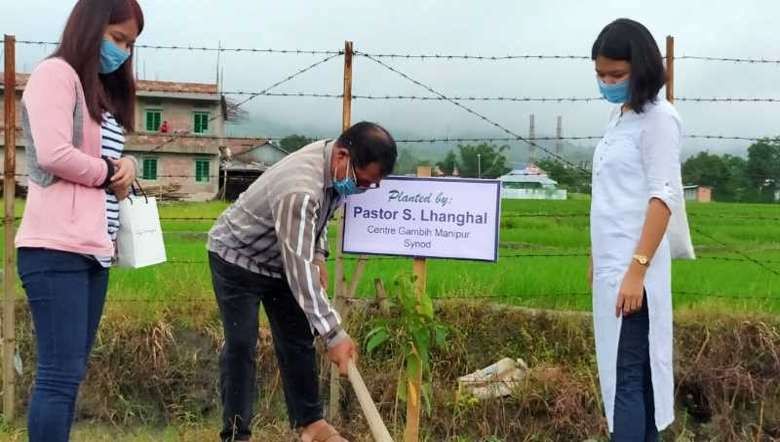 Pastor of a church leads a tree plantation drive in Kangpokpi